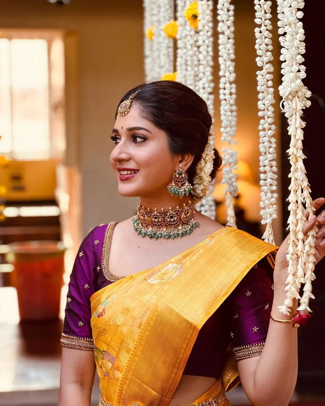 indian model rabiya khatoon in yellow saree maroon blouse